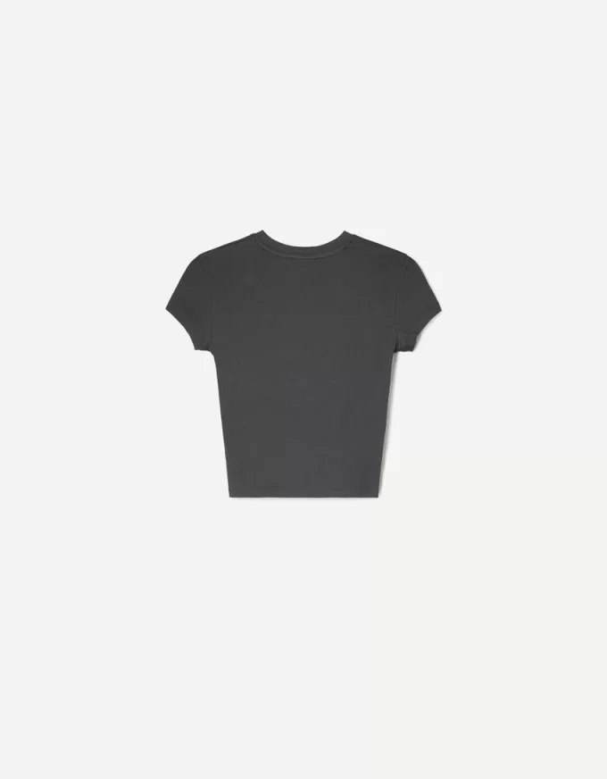 Tricou imprimat cu mânecă scurtă, cu aplecare Tricou imprimat cu mânecă scurtă, cu aplecare