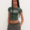 Tricou imprimat cu mânecă scurtă, cu aplecare Tricou imprimat cu mânecă scurtă, cu aplecare