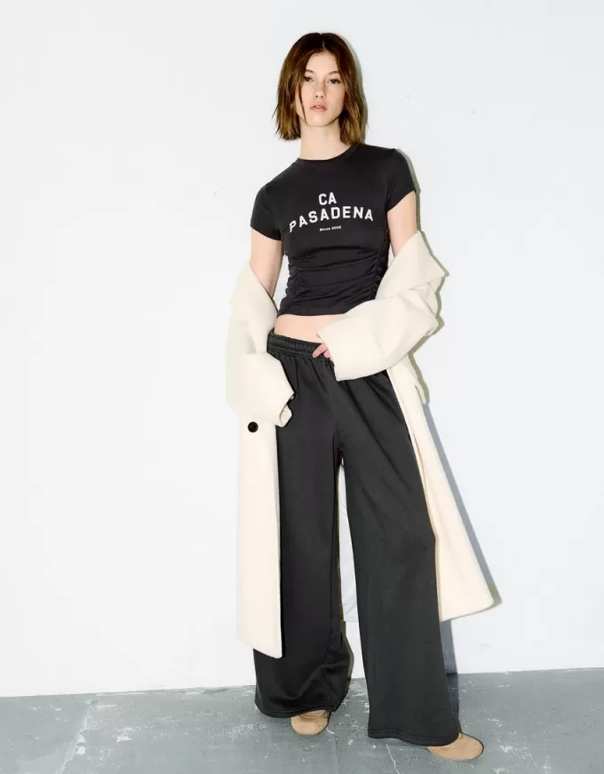 Tricou imprimat cu mânecă scurtă, cu aplecare Tricou imprimat cu mânecă scurtă, cu aplecare
