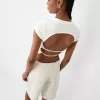 Tricou imprimat cu maneca scurta cu bretele la spate Tricou imprimat cu maneca scurta cu bretele la spate