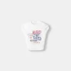 Tricou imprimat cu maneca scurta cu bretele la spate Tricou imprimat cu maneca scurta cu bretele la spate