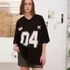 Tricou imprimat cu maneca scurta cu decolteu in V Tricou imprimat cu maneca scurta cu decolteu in V