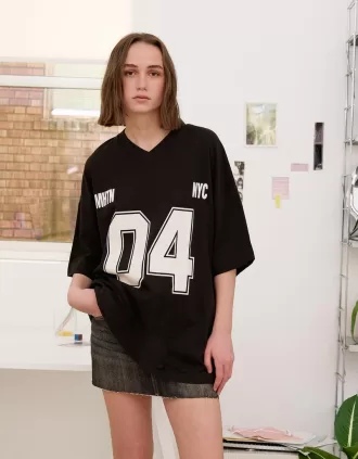 Tricou imprimat cu maneca scurta cu decolteu in V