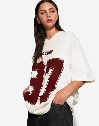 Tricou imprimat cu maneca scurta cu decolteu in V