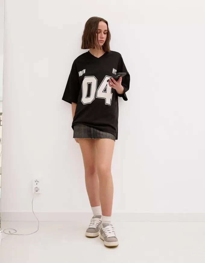 Tricou imprimat cu maneca scurta cu decolteu in V Tricou imprimat cu maneca scurta cu decolteu in V