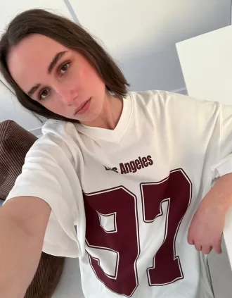 Tricou imprimat cu maneca scurta cu decolteu in V