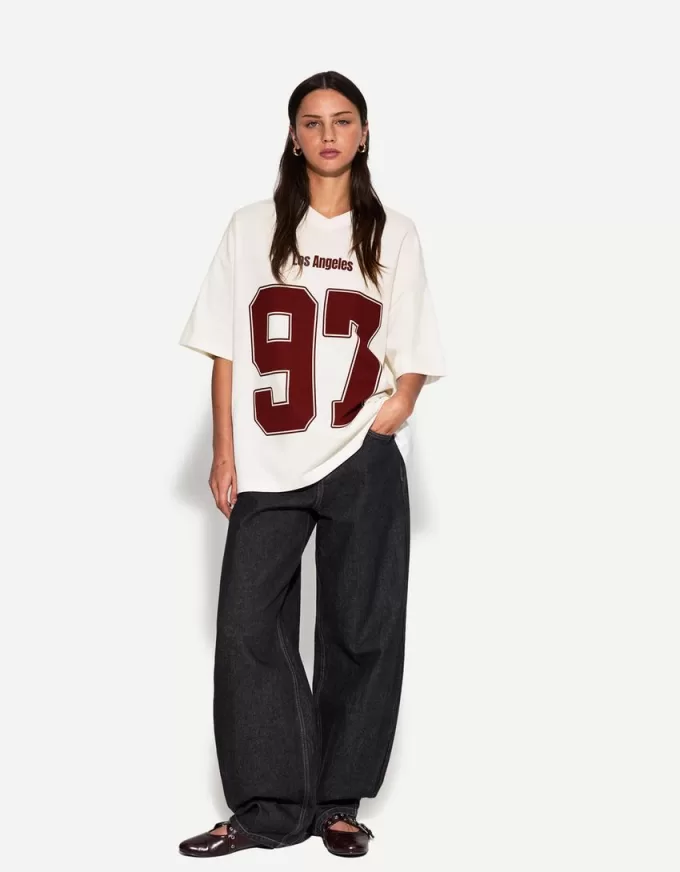 Tricou imprimat cu maneca scurta cu decolteu in V Tricou imprimat cu maneca scurta cu decolteu in V