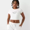 Tricou imprimat cu mânecă scurtă din tricot waffle Tricou imprimat cu mânecă scurtă din tricot waffle