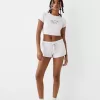Tricou imprimat cu mânecă scurtă din tricot waffle Tricou imprimat cu mânecă scurtă din tricot waffle