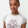 Tricou imprimat cu mâneci raglan scurte Tricou imprimat cu mâneci raglan scurte