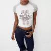 Tricou imprimat cu mâneci raglan scurte Tricou imprimat cu mâneci raglan scurte