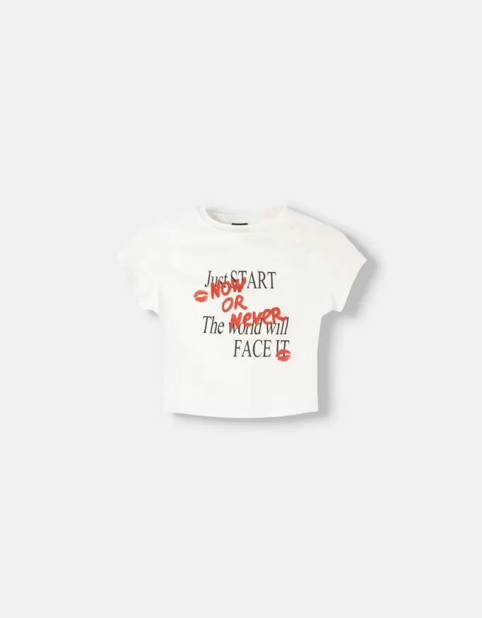 Tricou imprimat cu mâneci raglan scurte Tricou imprimat cu mâneci raglan scurte