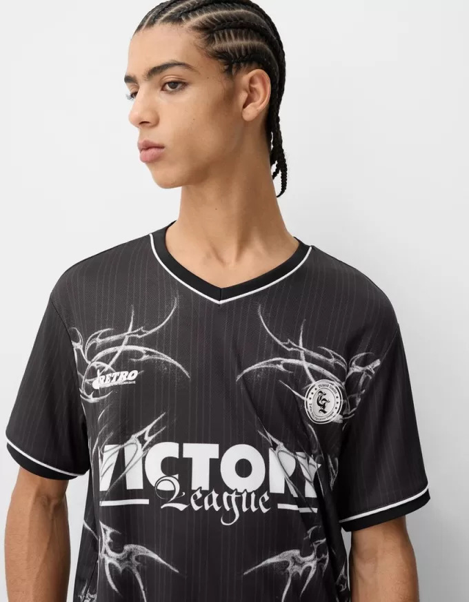 Tricou imprimat plasă cu mânecă scurtă Tricou imprimat plasă cu mânecă scurtă