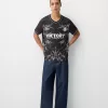 Tricou imprimat plasă cu mânecă scurtă Tricou imprimat plasă cu mânecă scurtă