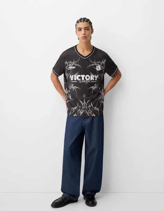 Tricou imprimat plasă cu mânecă scurtă Tricou imprimat plasă cu mânecă scurtă