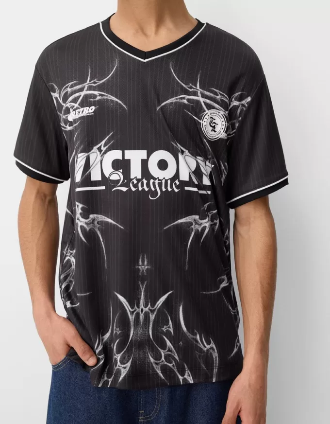 Tricou imprimat plasă cu mânecă scurtă Tricou imprimat plasă cu mânecă scurtă
