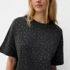 Tricou oversize cu mânecă scurtă din strass Tricou oversize cu mânecă scurtă din strass