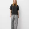 Tricou oversize cu mânecă scurtă din strass Tricou oversize cu mânecă scurtă din strass