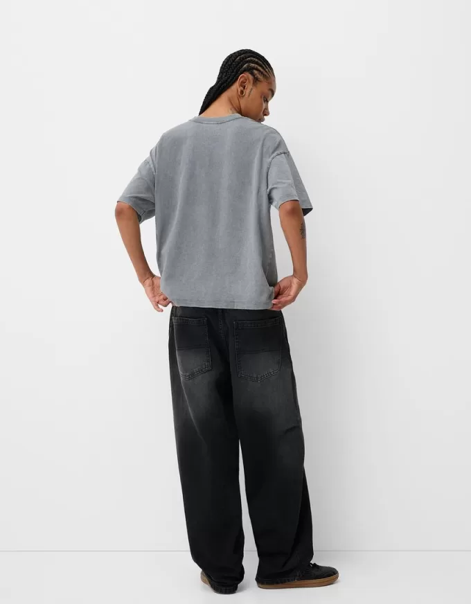 Tricou oversize imprimat cu maneca scurta