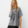 Tricou oversize imprimat cu maneca scurta Tricou oversize imprimat cu maneca scurta