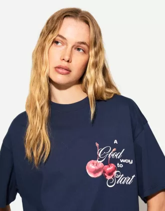 Tricou oversize imprimat cu maneca scurta