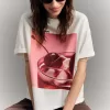 Tricou oversize imprimat cu maneca scurta Tricou oversize imprimat cu maneca scurta