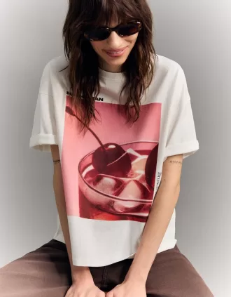 Tricou oversize imprimat cu maneca scurta