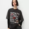 Tricou oversize imprimat cu maneca scurta