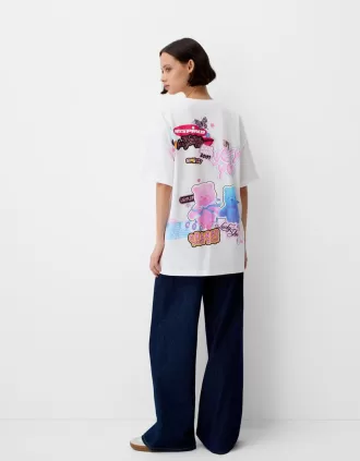 Tricou oversize imprimat cu maneca scurta