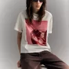 Tricou oversize imprimat cu maneca scurta Tricou oversize imprimat cu maneca scurta