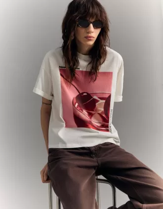 Tricou oversize imprimat cu maneca scurta