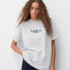 Tricou oversize imprimat cu maneca scurta Tricou oversize imprimat cu maneca scurta