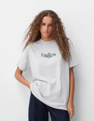 Tricou oversize imprimat cu maneca scurta