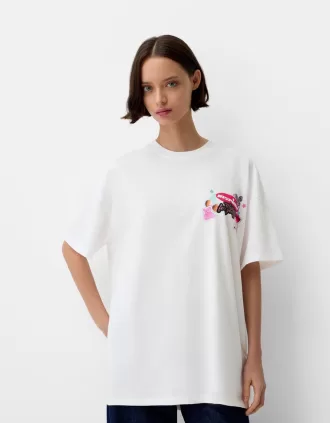 Tricou oversize imprimat cu maneca scurta
