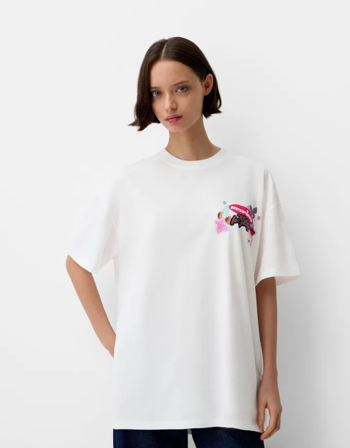 Tricou oversize imprimat cu maneca scurta