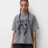 Tricou oversize imprimat cu maneca scurta