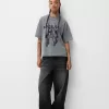 Tricou oversize imprimat cu maneca scurta