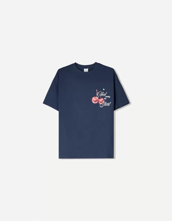 Tricou oversize imprimat cu maneca scurta Tricou oversize imprimat cu maneca scurta