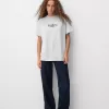 Tricou oversize imprimat cu maneca scurta Tricou oversize imprimat cu maneca scurta