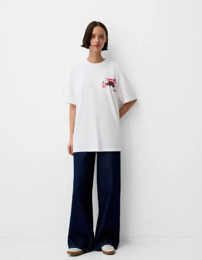 Tricou oversize imprimat cu maneca scurta