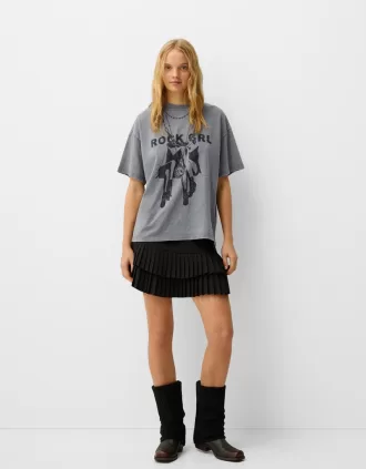 Tricou oversize imprimat cu maneca scurta