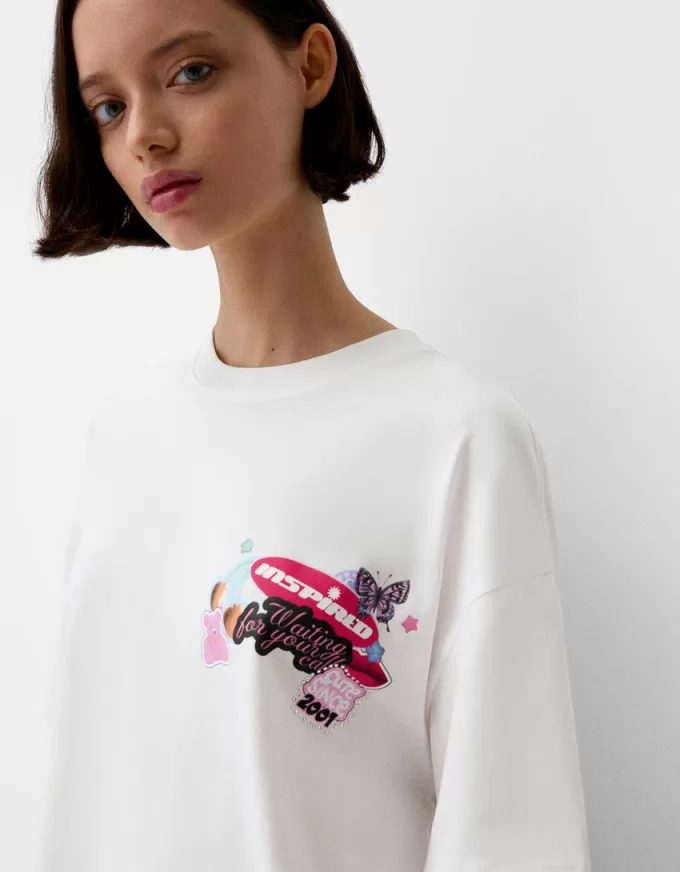 Tricou oversize imprimat cu maneca scurta