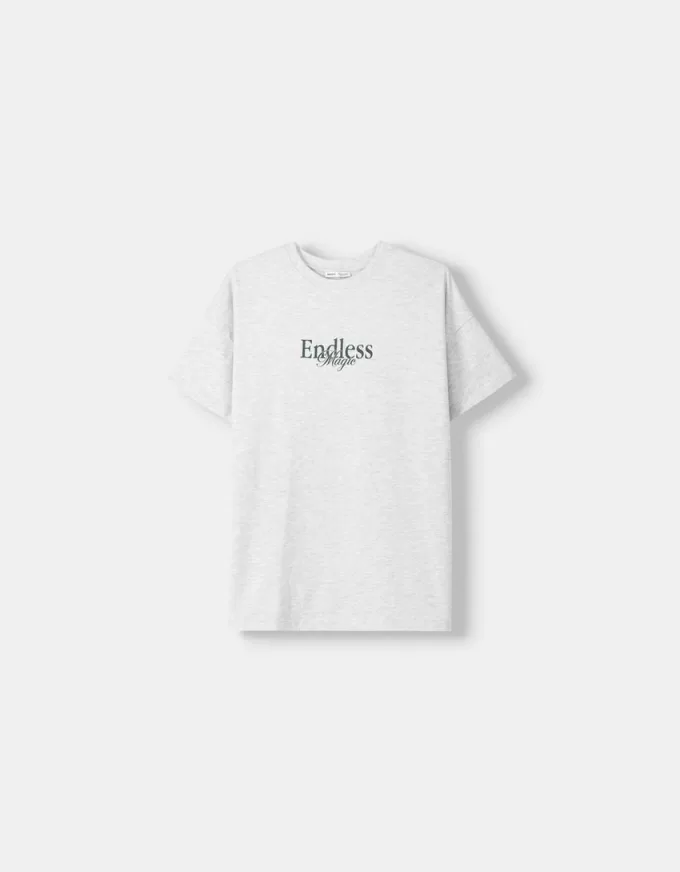 Tricou oversize imprimat cu maneca scurta Tricou oversize imprimat cu maneca scurta