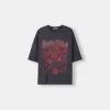Tricou oversize imprimat cu maneca scurta Tricou oversize imprimat cu maneca scurta