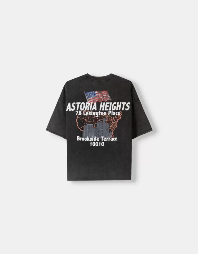 Tricou oversize imprimat cu maneca scurta