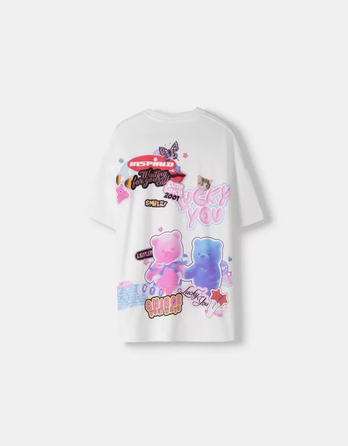 Tricou oversize imprimat cu maneca scurta