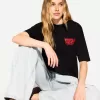 Tricou oversize imprimat cu maneca scurta Tricou oversize imprimat cu maneca scurta