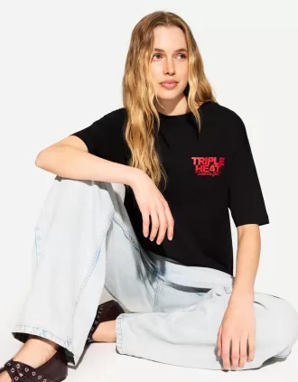 Tricou oversize imprimat cu maneca scurta