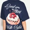Tricou oversize imprimat cu maneca scurta Tricou oversize imprimat cu maneca scurta