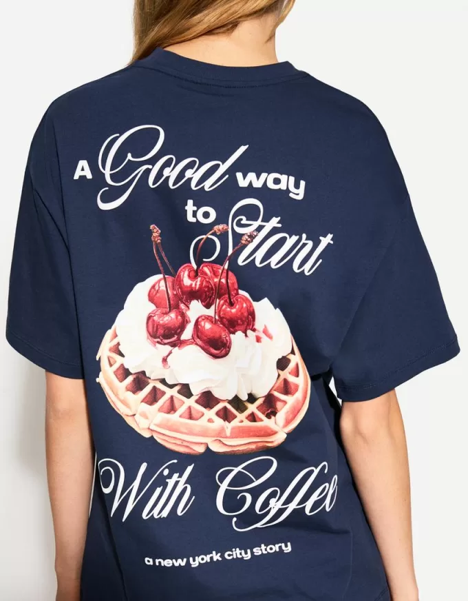 Tricou oversize imprimat cu maneca scurta Tricou oversize imprimat cu maneca scurta